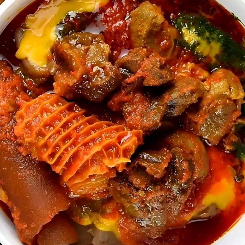Amala with Assorted Meat